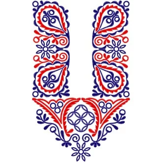 Piešťanská krojová vyšívaná košeľa ĽUBOŠ - farebná varianta: modrá tmavá - červená svetlá