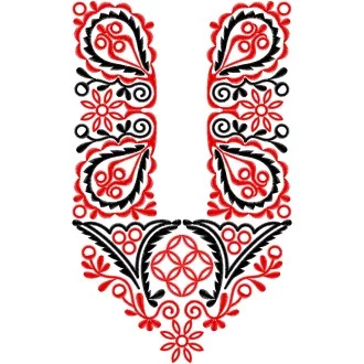 Piešťanská krojová vyšívaná košeľa ĽUBOŠ - farebná varianta: červená svetlá - čierna